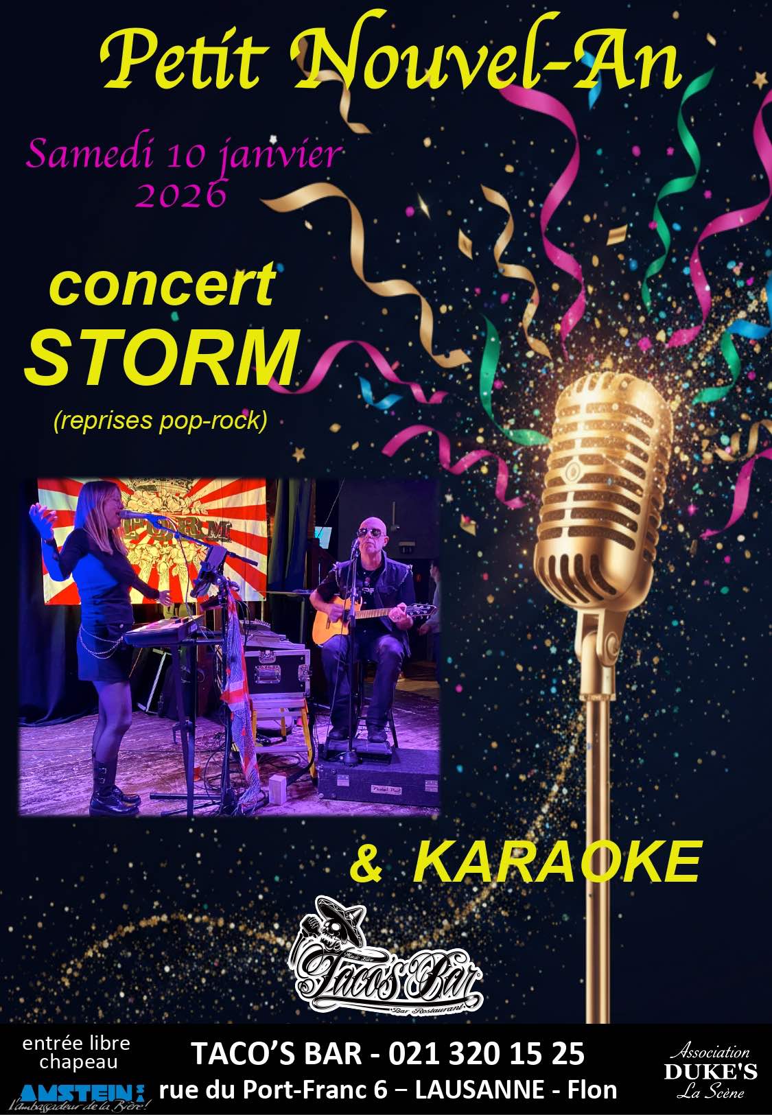 JANVIER 10 CONCERT STORM + KARAOKE PETIT NOUVEL-AN 2026