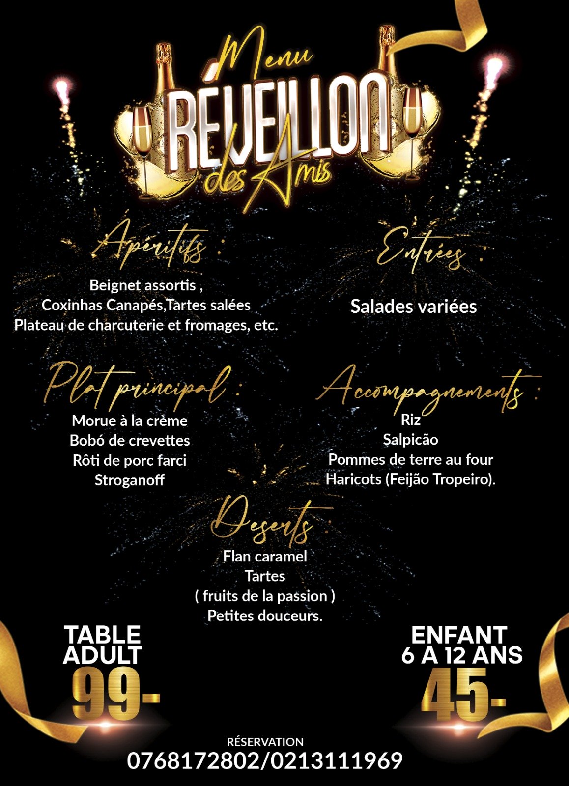 REVEILLON MENU 31 DECEMBRE 2025